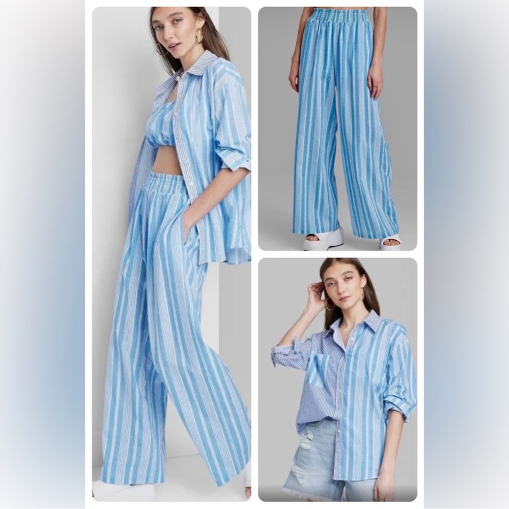 Wild Fable Striped 3-Piece Set l XS/Small| Light Blue & White Stripe